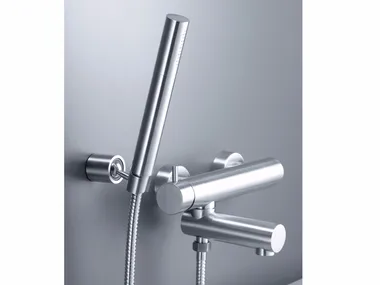 STILL ONE - 2 hole stainless steel bathtub mixer with hand shower _ JUSTIME