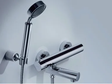STILL ONE - Chromed brass bathtub mixer with hand shower _ JUSTIME