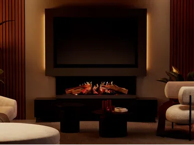 E-65" - Electric vent free fireplace with remote control _ KALFIRE