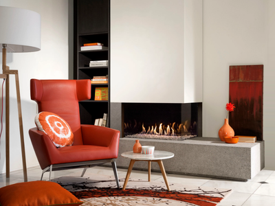 G85/44C - Wall-mounted 3-sided gas fireplace _ KALFIRE