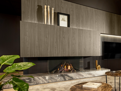 Gi 115 - 3-sided gas fireplace with remote control and WI-FI _ KALFIRE