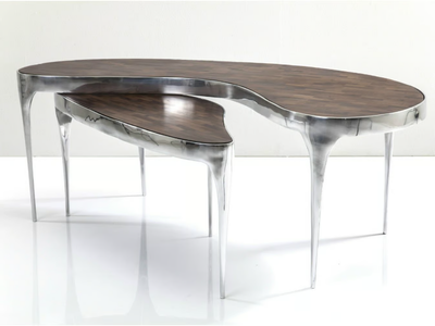 Coffee table - Aluminium and wood coffee table _ KARE Design