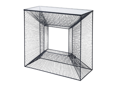 DIMENSION CONSOLE - Rectangular glass and steel side table _ KARE Design