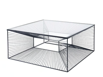DIMENSION - Square glass and steel coffee table _ KARE Design