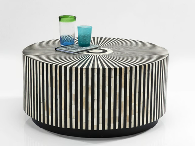 ELECTRA - Low round chipboard coffee table _ KARE Design