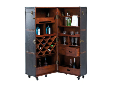 GLOBETROTTER - Wooden bar cabinet with casters _ KARE Design