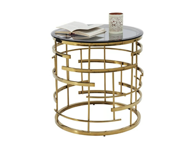 JUPITER - Round glass and steel side table _ KARE Design