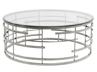 JUPITER - Stainless steel and glass high side table _ KARE Design