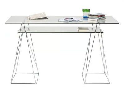 POLAR - Rectangular glass and steel writing desk _ KARE Design