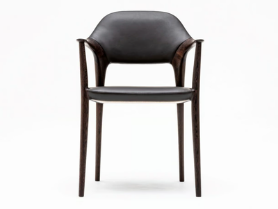 KUNST - Upholstered leather chair with armrests _ KARIMOKU