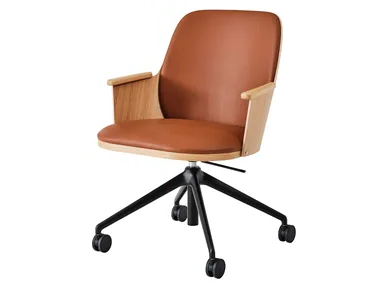 SANDER CONFERENCE - Trestle-based height-adjustable leather chair with castors _ Karl Andersson