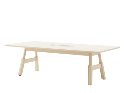 WOODWORK - Rectangular wooden meeting table with cable management _ Karl Andersson