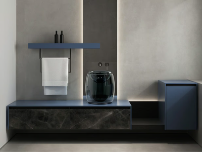 TOSCA 05 - Single wall-mounted vanity unit with integrated washbasin _ Karol