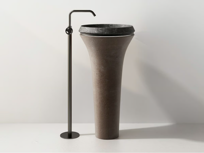 TOSCA - Freestanding round single quarry and natural stone washbasin _ Karol