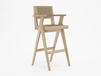 TRIBUTE - Rattan barstool with armrests _ KARPENTER