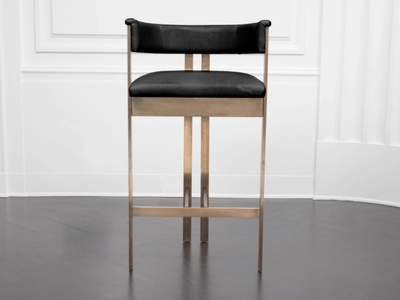 ELLIOTT - Upholstered metal barstool with armrests _ Kelly Wearstler