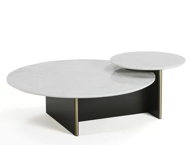 ANT - Round marble coffee table with metal base _ Kendo Mobiliario