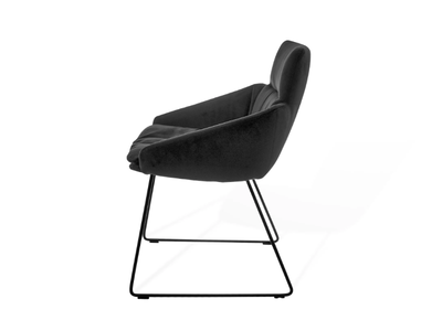 FAYE CASUAL - Side chair with low armrests and tubular steel skid frame _ KFF