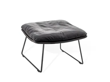 FAYE LOUNGE - Ottoman with tubular steel skid frame _ KFF
