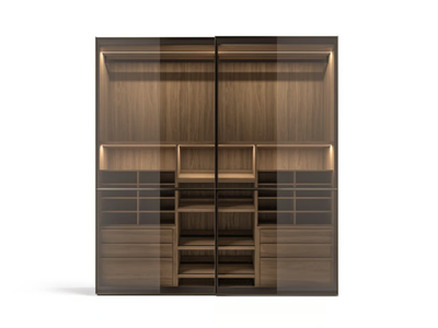 BREAK - Wood and glass wardrobe with sliding doors _ Kico