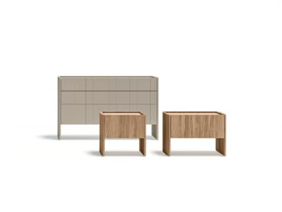 GOLD - Rectangular wooden bedside table with drawers _ Kico