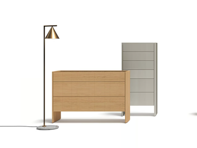 GOLD - Wooden chest of drawers with integrated handles _ Kico