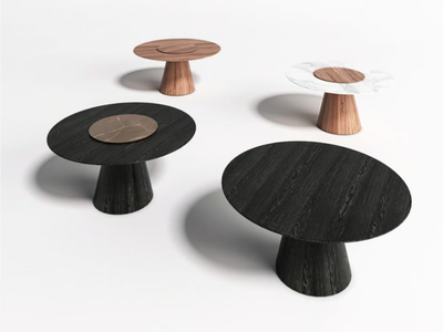 PISA - Round wooden dining table with Lazy Susan _ Kico
