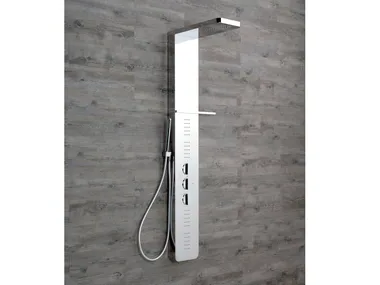 ACQUASILVER SHOWER - Wall-mounted thermostatic steel shower panel with vertical jets _ Kinedo