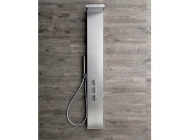 EASY SHOWER PLUS - Wall-mounted thermostatic stainless steel shower panel with side jets _ Kinedo