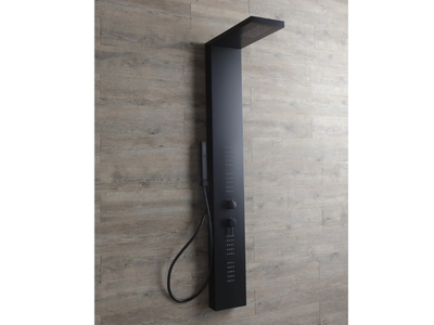 EASY SHOWER - Wall-mounted metal shower panel with side jets _ Kinedo