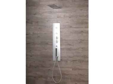 FILO SHOWER - Wall-mounted steel shower panel with side jets with waterfal _ Kinedo