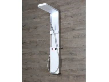 TECHNO E-SHOWER - Wall-mounted multifunction stainless steel shower panel _ Kinedo
