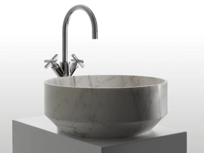 BOWL 2 - Countertop round marble washbasin _ Kreoo