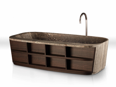 HUG - Freestanding marble and wood bathtub _ Kreoo