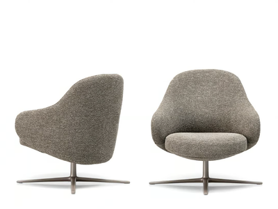 DUA LOUNGE - Swivel armchair with armrests with 4-spoke base _ Kristalia