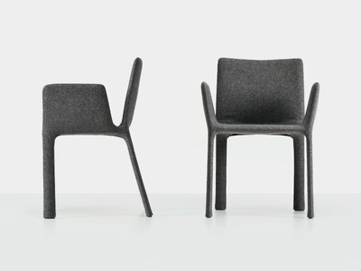 JOKO - Upholstered fabric chair with armrests _ Kristalia