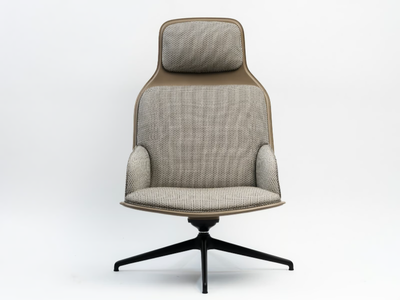 ASSEMBLAGE - Fabric armchair with 4-spoke base with armrests with headrest _ La Manufacture