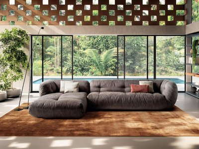 HAPPENING - 1485 - Fabric sofa with chaise longue _ Lago