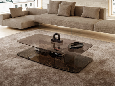 LAYERS - Rectangular glass coffee table _ Lago