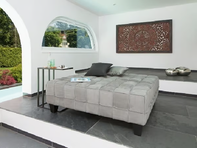 PULLMANN - Tufted square pouf bed _ Lambert