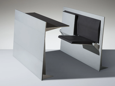 BLADE - Bench desk with integrated chairs _ LAMM