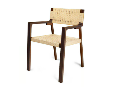 INTRECCIO - Raffia chair with armrests _ Lando