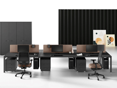 5TH ELEMENT - Multiple rectangular wooden office desk with drawers _ Las Mobili