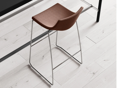 SUPEROTTO - Sled base high fabric stool with footrest _ Las Mobili
