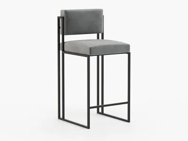 ACHILLES - Upholstered fabric stool with back _ Laskasas