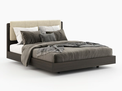 BRUNY - Wooden double bed with upholstered headboard _ Laskasas