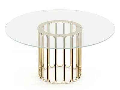 CHERYL - Round Glass and Stainless Steel dining table _ Laskasas