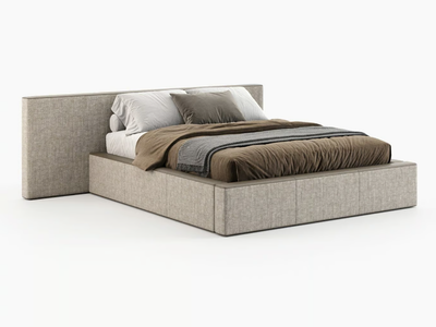 DANGAR - Fabric double bed with upholstered headboard _ Laskasas