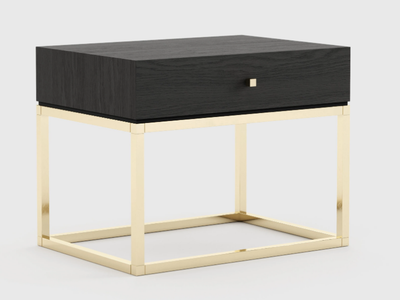 ESTER - Rectangular stainless steel and wood bedside table _ Laskasas