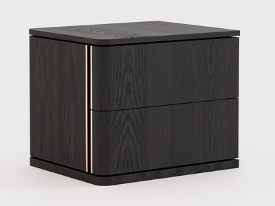 HILARY - Rectangular ash bedside table with drawers _ Laskasas